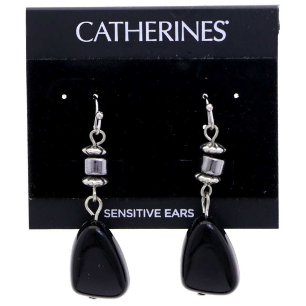 320 Catherines Silver And Black Dangle Earrings 10$